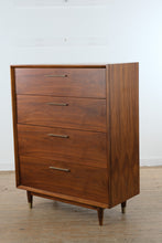 Load image into Gallery viewer, Mid Century Modern Walnut 5 Drawer Chest Marina Del Rey Dresser