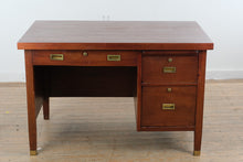 Load image into Gallery viewer, Mid Century Modern Mahogany Single Pedestal Desk with File Drawers