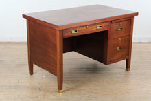 Load image into Gallery viewer, Mid Century Modern Mahogany Single Pedestal Desk with File Drawers