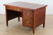 Load image into Gallery viewer, Mid Century Modern Mahogany Single Pedestal Desk with File Drawers