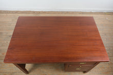 Load image into Gallery viewer, Mid Century Modern Mahogany Single Pedestal Desk with File Drawers