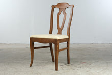 Load image into Gallery viewer, Vintage Wood Dining Side Chair with Pierced Splat Back and Upholstered Seat