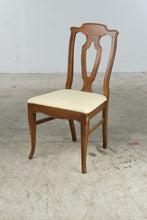 Load image into Gallery viewer, Vintage Wood Dining Side Chair with Pierced Splat Back and Upholstered Seat