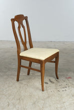 Load image into Gallery viewer, Vintage Wood Dining Side Chair with Pierced Splat Back and Upholstered Seat
