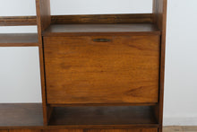 Load image into Gallery viewer, Mid Century Modern Wood Bookcase Cabinet with Drop Front Bar Storage
