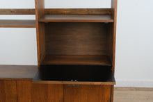 Load image into Gallery viewer, Mid Century Modern Wood Bookcase Cabinet with Drop Front Bar Storage