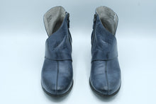 Load image into Gallery viewer, Maciejka Blue Leather Suede Ankle Boots Size 38 Floral Block Heel Poland