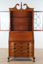 Load image into Gallery viewer, Vintage Maddox Mahogany Secretary Desk with Bookcase and Ball and Claw Feet