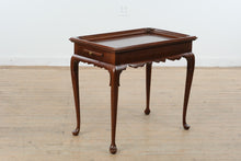 Load image into Gallery viewer, Mahogany Queen Anne Tea Table with Tray Top and Pull Out Slides