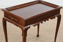 Load image into Gallery viewer, Mahogany Queen Anne Tea Table with Tray Top and Pull Out Slides