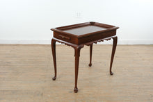 Load image into Gallery viewer, Mahogany Queen Anne Tea Table with Tray Top and Pull Out Slides