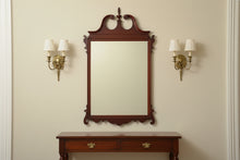Load image into Gallery viewer, Mahogany Chippendale Wall Mirror Scroll Pediment Beveled Glass 50x30