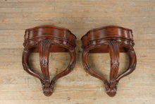 Load image into Gallery viewer, Maitland Smith Carved Wall Bracket Shelf Pair Mahogany Indonesia