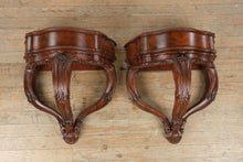 Load image into Gallery viewer, Maitland Smith Carved Wall Bracket Shelf Pair Mahogany Indonesia