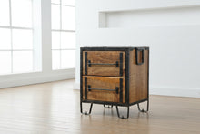 Load image into Gallery viewer, Industrial Mango Wood Nightstand with Metal Frame and Two Drawers