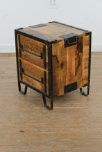 Load image into Gallery viewer, Industrial Mango Wood Nightstand with Metal Frame and Two Drawers
