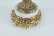 Load image into Gallery viewer, Hollywood Regency Mantel Lamp with Cut Glass Globe, Crystal Prisms & Marble Base