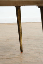 Load image into Gallery viewer, Italian Marble Top Round Coffee Table with Brass Tapered Legs Mid Century Modern