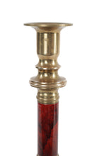 Load image into Gallery viewer, Marbled Ruby and Gold Candle Holder