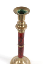 Load image into Gallery viewer, Marbled Ruby and Gold Candle Holder
