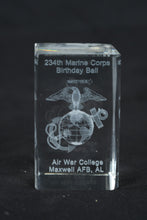 Load image into Gallery viewer, US Marine Corps Birthday Ball Air War College Maxwell AFB Crystal Paperweight