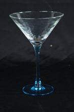 Load image into Gallery viewer, Hammered Glass Martini Glasses with Blue Stems, Set of Two