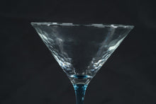 Load image into Gallery viewer, Hammered Glass Martini Glasses with Blue Stems, Set of Two