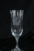 Load image into Gallery viewer, Mary Rose Etched Crystal Champagne Flutes Set of 2 Twisted Stem 7.25 Inch