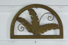 Load image into Gallery viewer, Metal Leaf Wall Art Half Round Frame Green Bronze Patina Scroll Decor