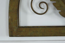 Load image into Gallery viewer, Metal Leaf Wall Art Half Round Frame Green Bronze Patina Scroll Decor