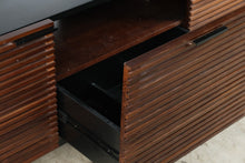 Load image into Gallery viewer, Modern Walnut Slatted Media Console and TV Stand with Storage