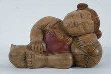 Load image into Gallery viewer, Vintage Hand Carved Sleeping Child Figure Wood Sculpture Folk Art Figurine
