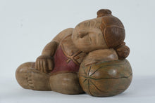 Load image into Gallery viewer, Vintage Hand Carved Sleeping Child Figure Wood Sculpture Folk Art Figurine