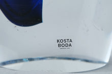 Load image into Gallery viewer, Kosta Boda Art Glass Vase Blue Clear Signed Sweden Meredith College Award 11 Inch