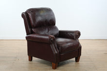 Load image into Gallery viewer, Merlot Burgundy Leather Recliner with Nailhead Trim