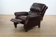 Load image into Gallery viewer, Merlot Burgundy Leather Recliner with Nailhead Trim