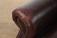 Load image into Gallery viewer, Merlot Burgundy Leather Recliner with Nailhead Trim