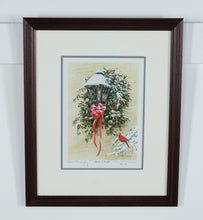 Load image into Gallery viewer, William Mangum Signed Print – "Merry & Bright" (Framed Holiday Cardinal Art – Personalized)