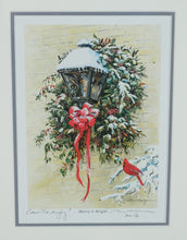 Load image into Gallery viewer, William Mangum Signed Print – "Merry & Bright" (Framed Holiday Cardinal Art – Personalized)