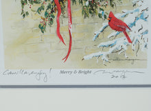 Load image into Gallery viewer, William Mangum Signed Print – "Merry & Bright" (Framed Holiday Cardinal Art – Personalized)