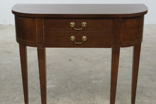 Load image into Gallery viewer, Mersman Vintage Demilune Console Table Mahogany Finish Single Drawer Brass Pulls