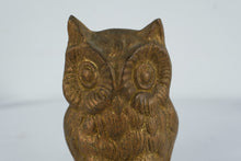 Load image into Gallery viewer, Heavy Cast Brass Owl Figurine Gold Tone Mid Century Style Decor