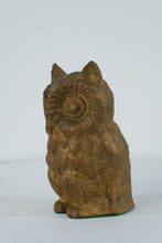Load image into Gallery viewer, Heavy Cast Brass Owl Figurine Gold Tone Mid Century Style Decor