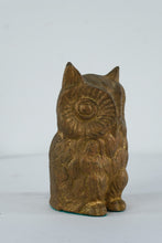 Load image into Gallery viewer, Heavy Cast Brass Owl Figurine Gold Tone Mid Century Style Decor