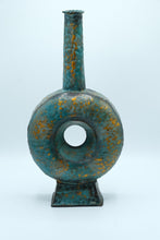 Load image into Gallery viewer, Golden Halo Vase – Sculptural Turquoise & Gold Decorative Vessel (18.25" Tall)