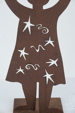 Load image into Gallery viewer, Celestial Woman Rusted Metal Sculpture Bird Star Folk Art 35 Inch