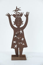 Load image into Gallery viewer, Celestial Woman Rusted Metal Sculpture Bird Star Folk Art 35 Inch