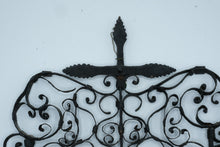 Load image into Gallery viewer, Antique Hand Forged Iron Wall Rack 6 Hooks Scrollwork Folk Art Kitchen Hanger