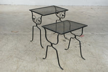 Load image into Gallery viewer, Vintage Wrought Iron Mesh Nesting Side Tables Set of 2 Black Patio Garden
