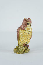 Load image into Gallery viewer, Owl Trinket Box Hinged Enameled Metal Figurine Rhinestone Eyes